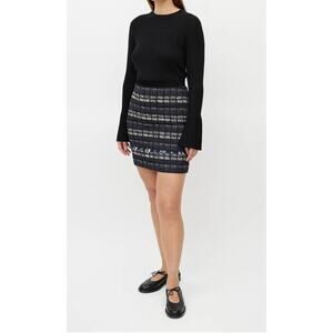 Proenza Schouler Black and Blue Plaid Tweed Skirt size 4